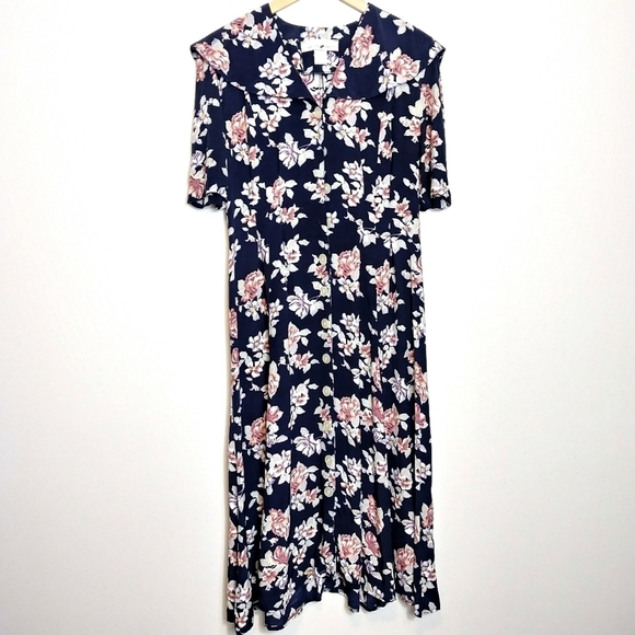 COTTAGECORE VINTAGE Floral Button Front Maxi Dress - Picture 3 of 7